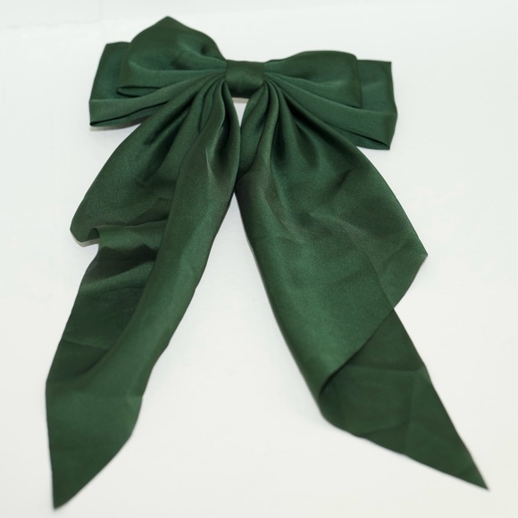 Elegant Dark‎ Green Satin Bow Barrette Hair Accessory main image 9